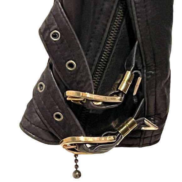 Rare Vintage BEGEDOR ITALIA Black Leather Jacket Women's Size 2 - Picture 13 of 16